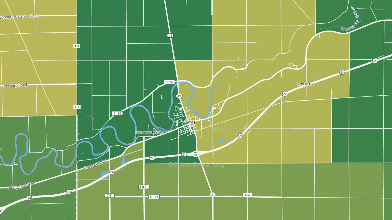 45813, OH Map of Drug-Related Crime Rates