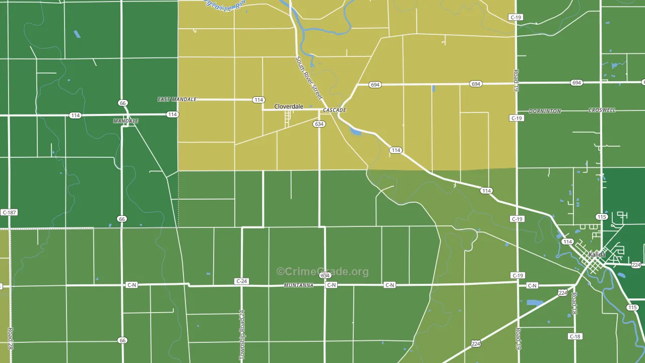45827, OH Map of Drug-Related Crime Rates