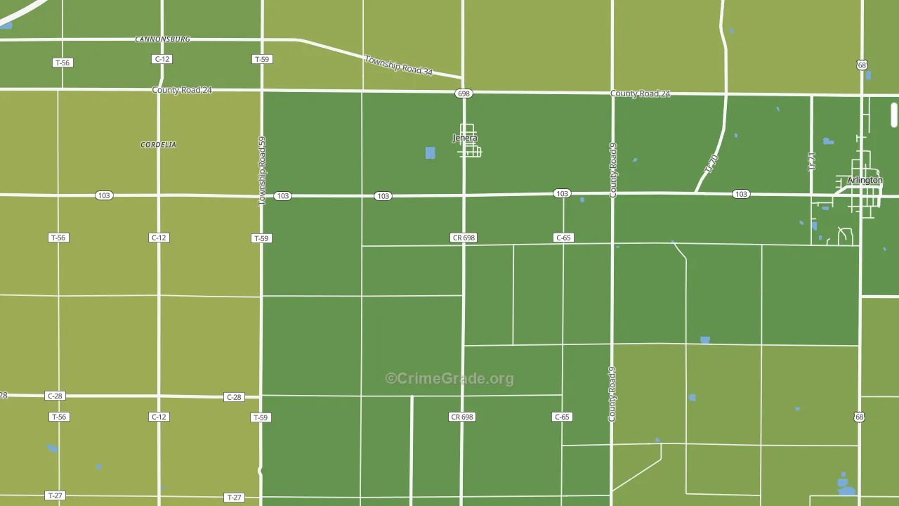 45841, OH Map of Drug-Related Crime Rates