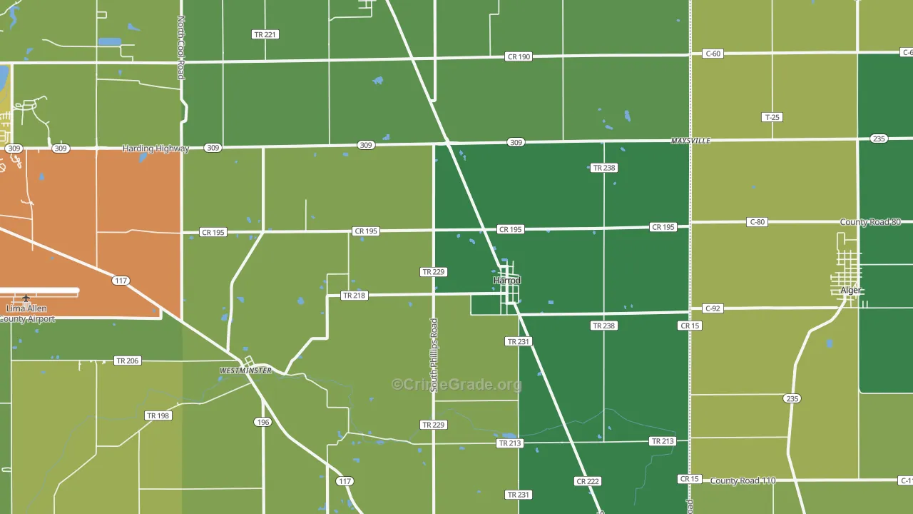 45850, OH Map of Drug-Related Crime Rates