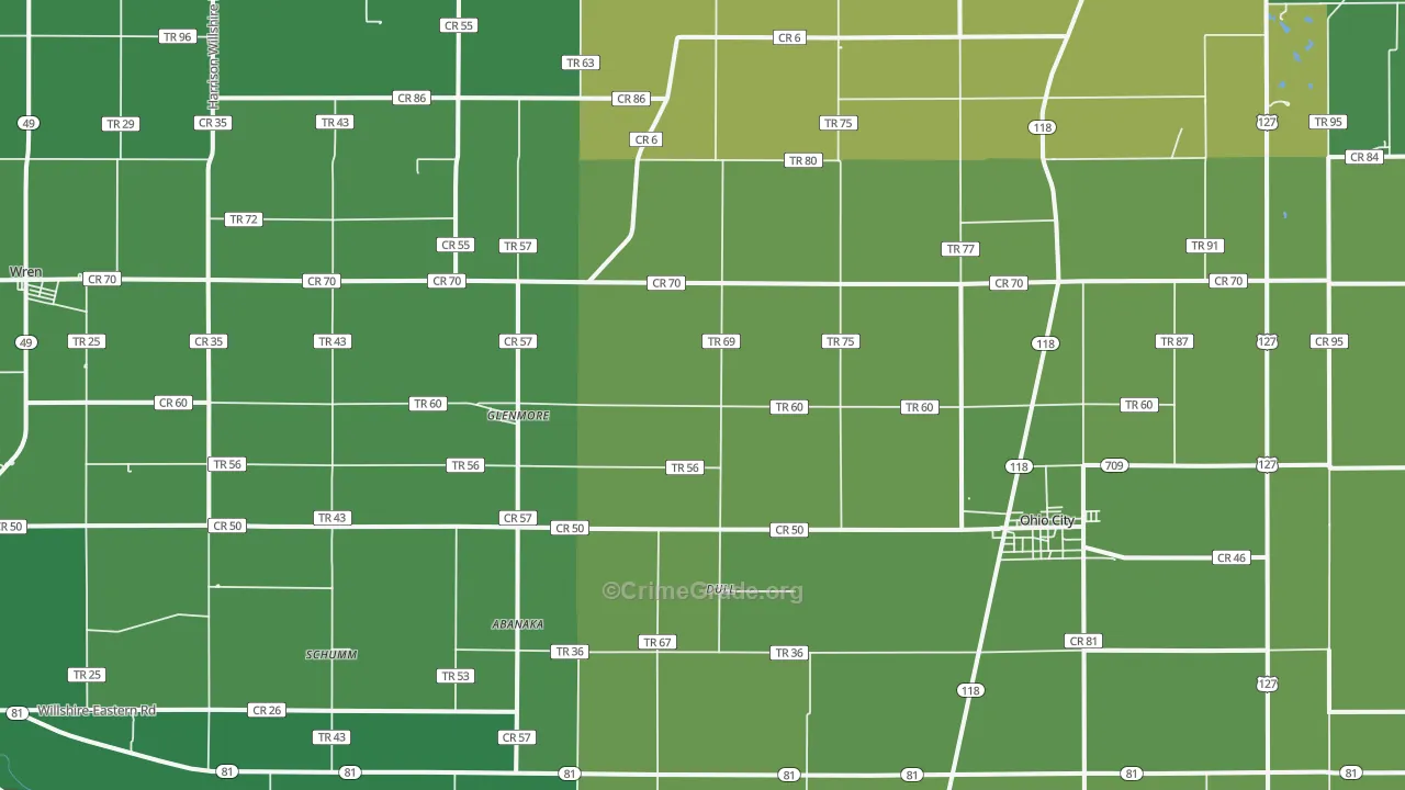 45874, OH Map of Drug-Related Crime Rates