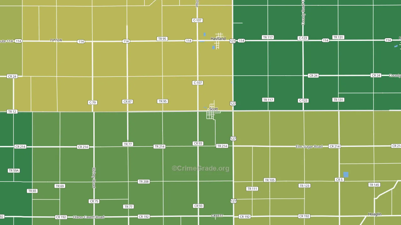 45886, OH Map of Drug-Related Crime Rates