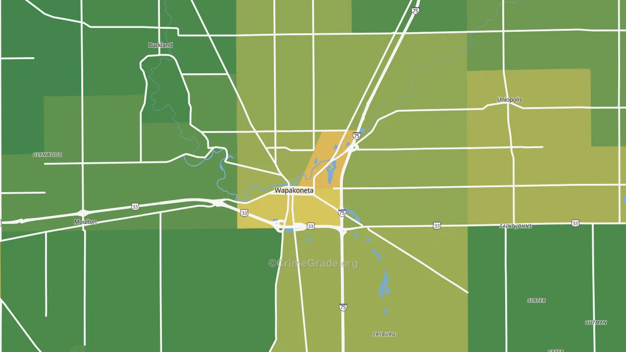 45895, OH Map of Drug-Related Crime Rates