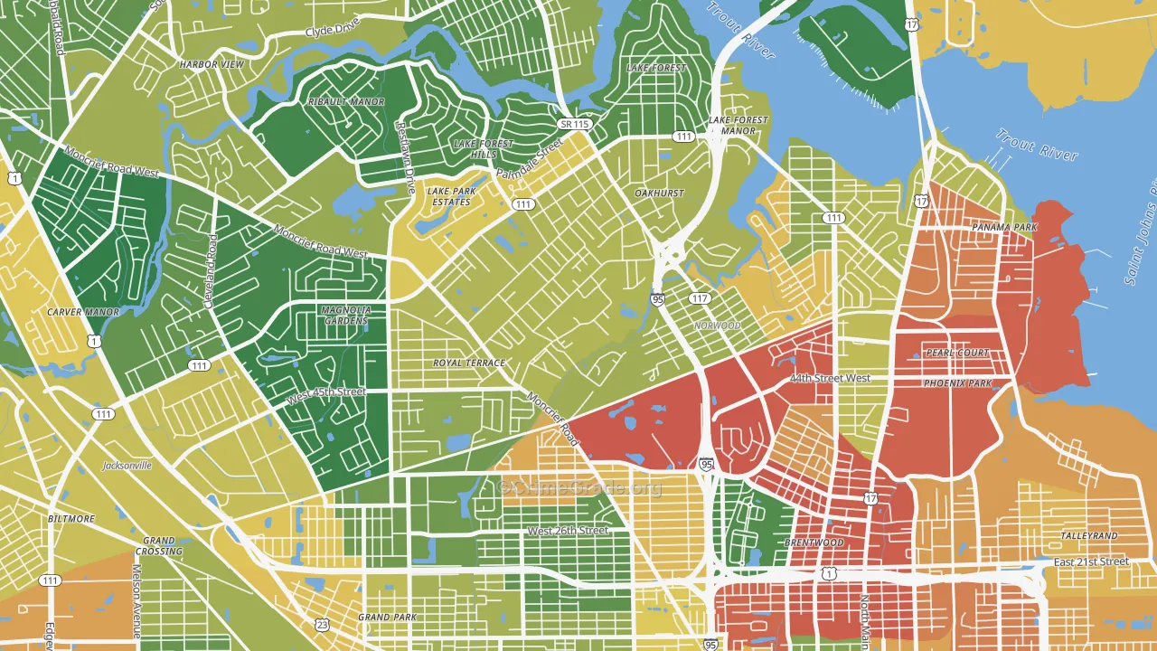 45th and Moncrief, Jacksonville, FL Map of Drug-Related Crime Rates