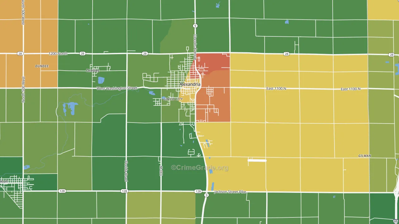 46001, IN Map of Drug-Related Crime Rates