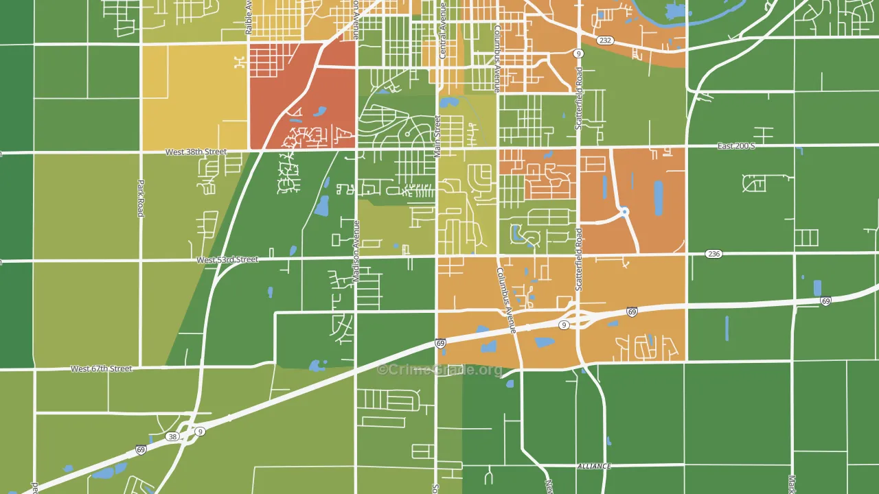 46013, IN Map of Drug-Related Crime Rates