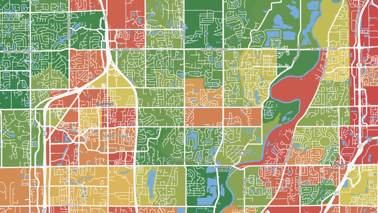 46033, IN Map of Drug-Related Crime Rates