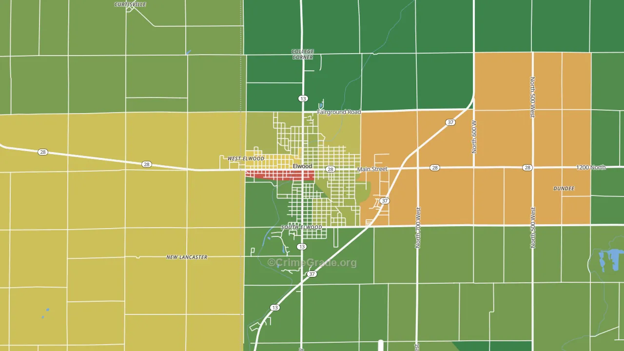 46036, IN Map of Drug-Related Crime Rates