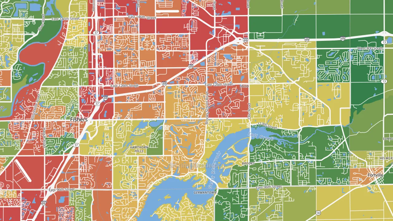 46037, IN Map of Drug-Related Crime Rates