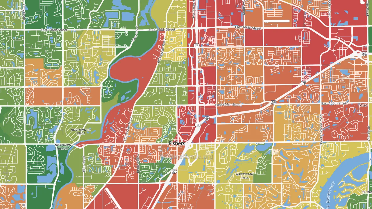 46038, IN Map of Drug-Related Crime Rates