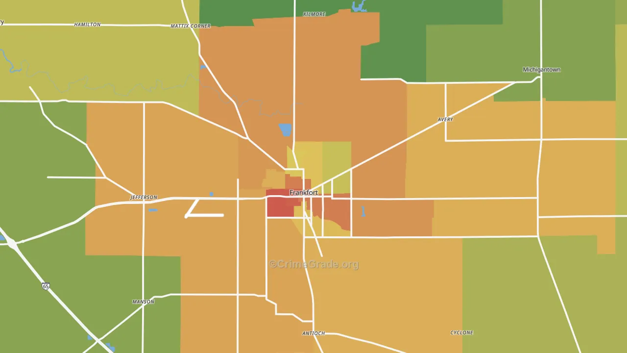 46041, IN Map of Drug-Related Crime Rates