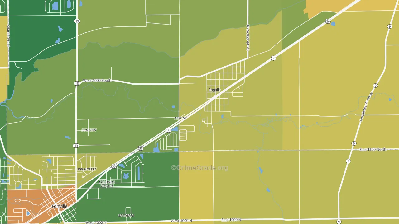 46048, IN Map of Drug-Related Crime Rates