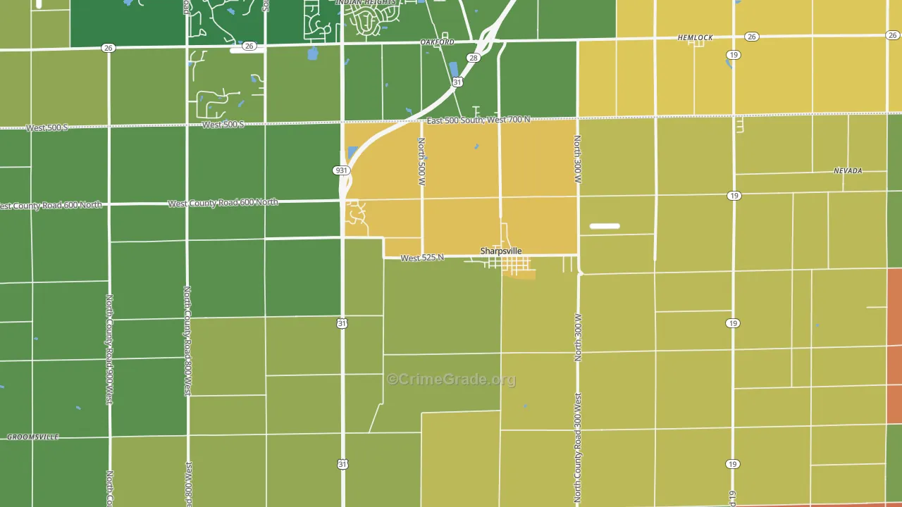 46068, IN Map of Drug-Related Crime Rates