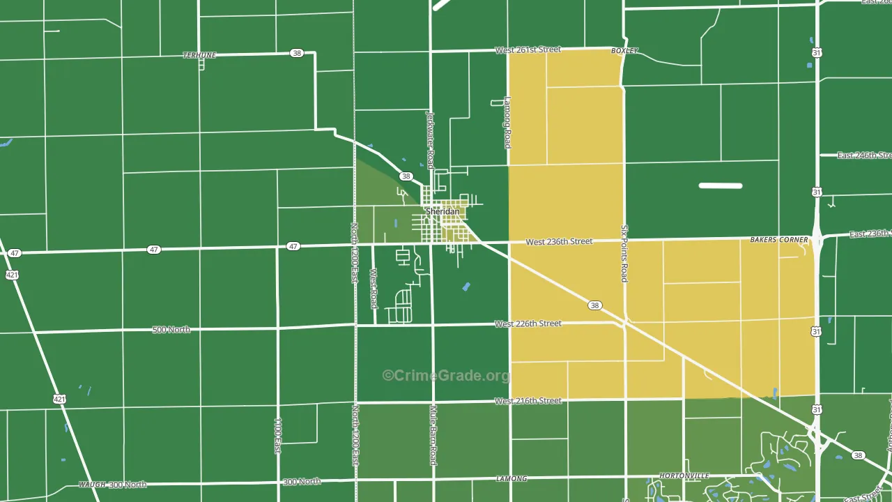 46069, IN Map of Drug-Related Crime Rates
