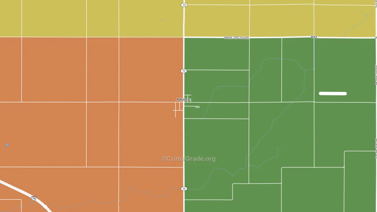 46102, IN Map of Drug-Related Crime Rates