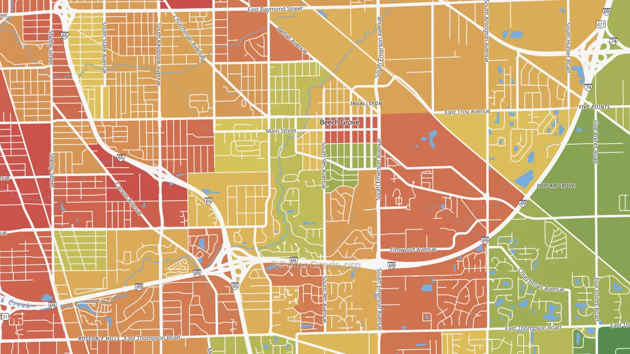 46107, IN Map of Drug-Related Crime Rates