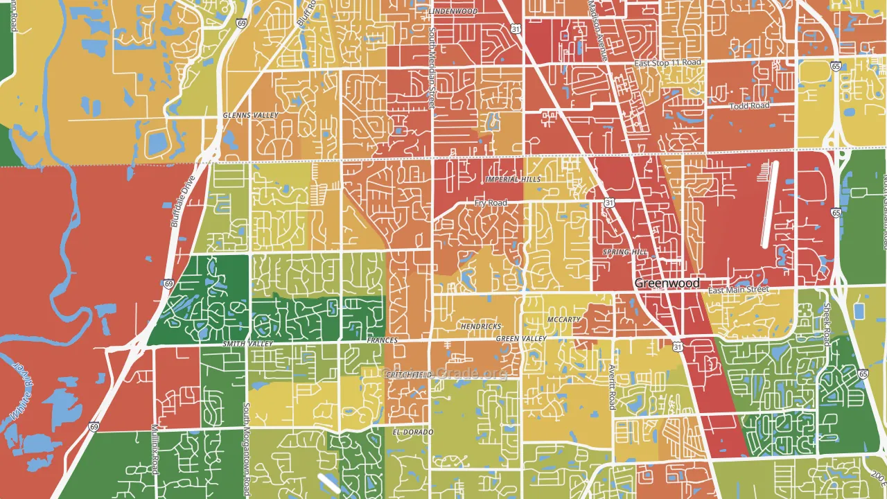46142, IN Map of Drug-Related Crime Rates