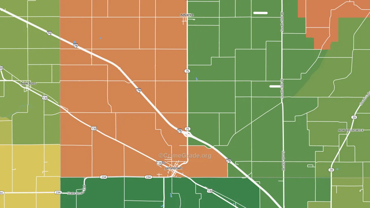 46147, IN Map of Drug-Related Crime Rates
