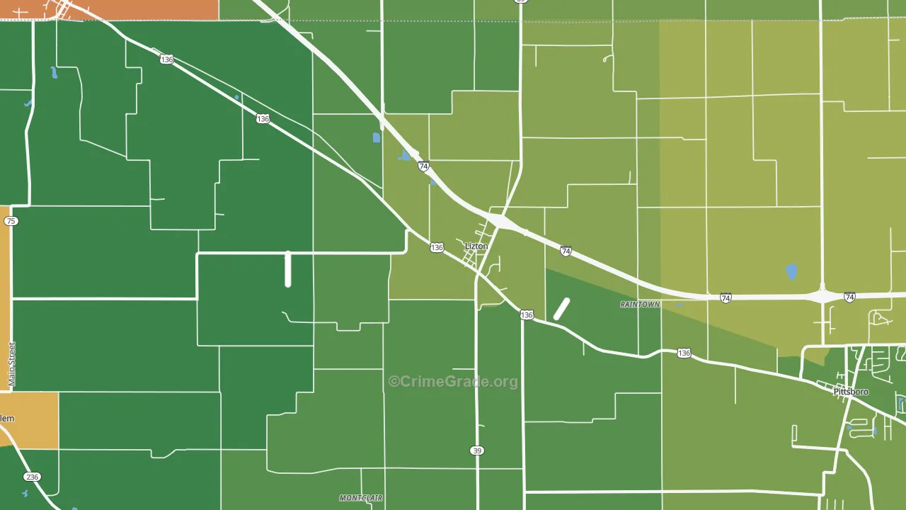 46149, IN Map of Drug-Related Crime Rates
