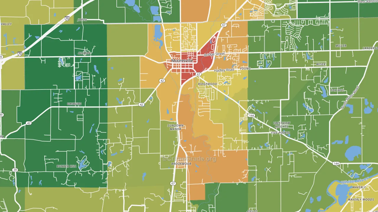 46158, IN Map of Drug-Related Crime Rates
