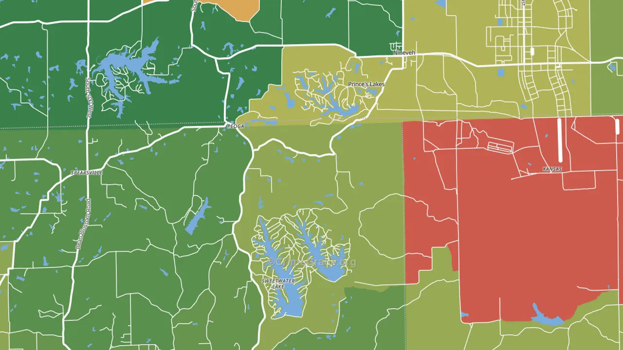 46164, IN Map of Drug-Related Crime Rates