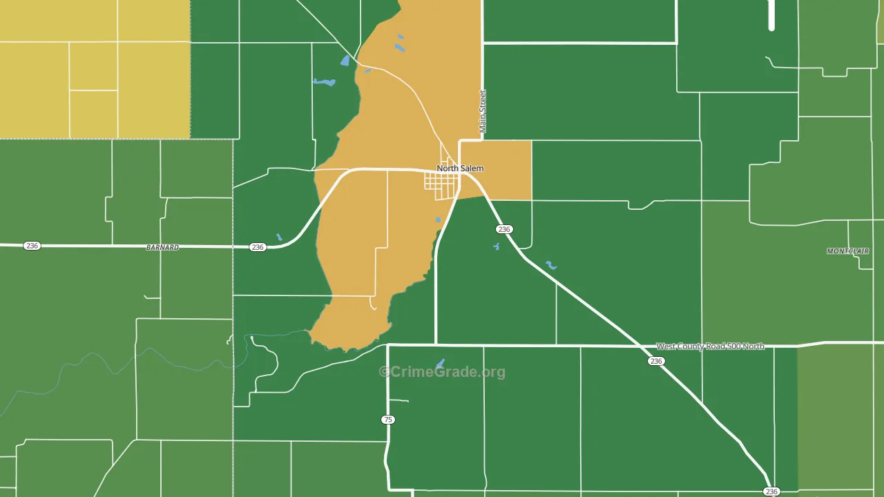 46165, IN Map of Drug-Related Crime Rates
