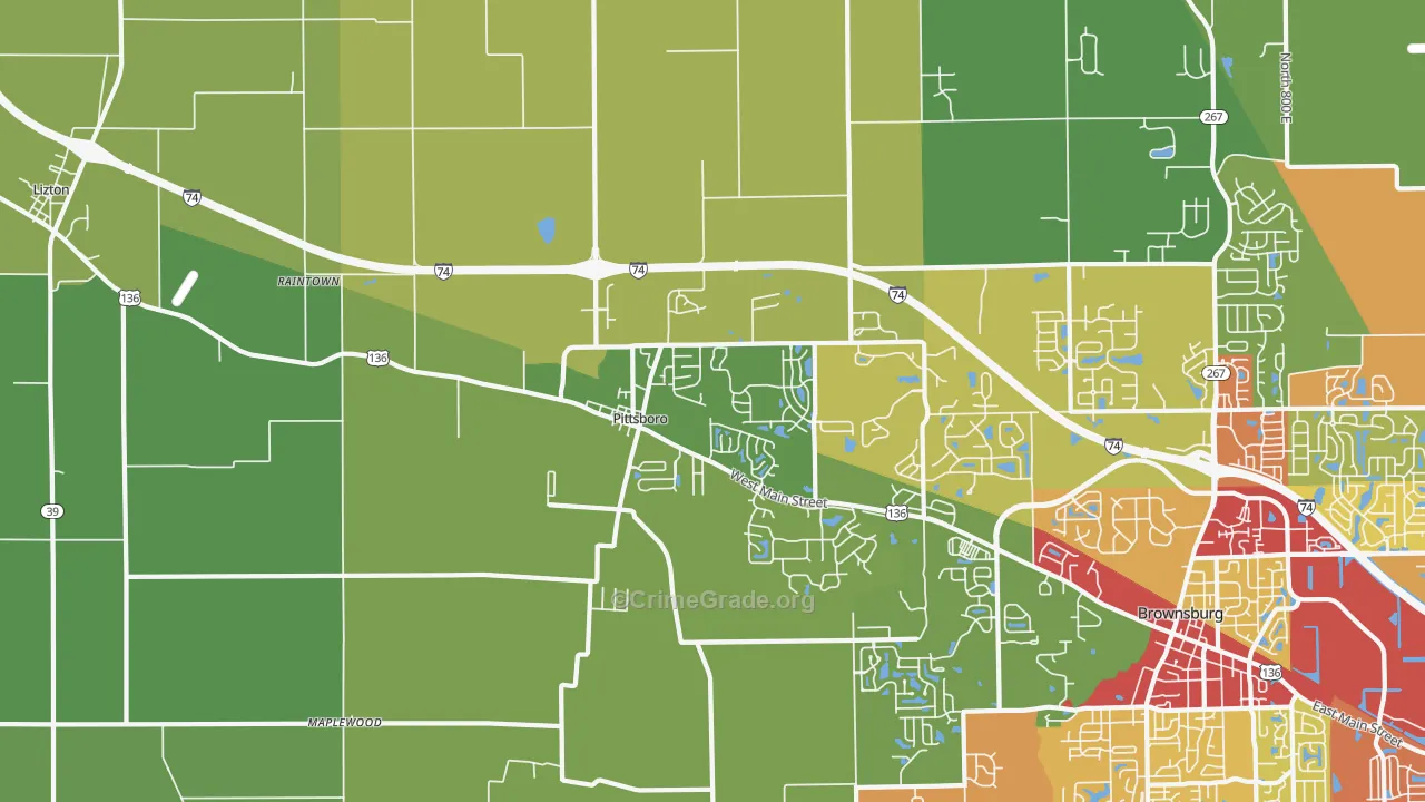 46167, IN Map of Drug-Related Crime Rates