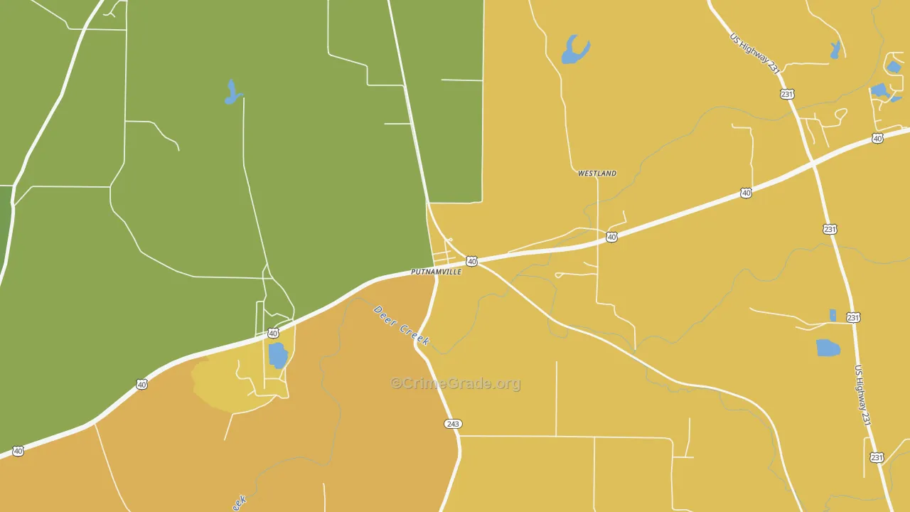46170, IN Map of Drug-Related Crime Rates
