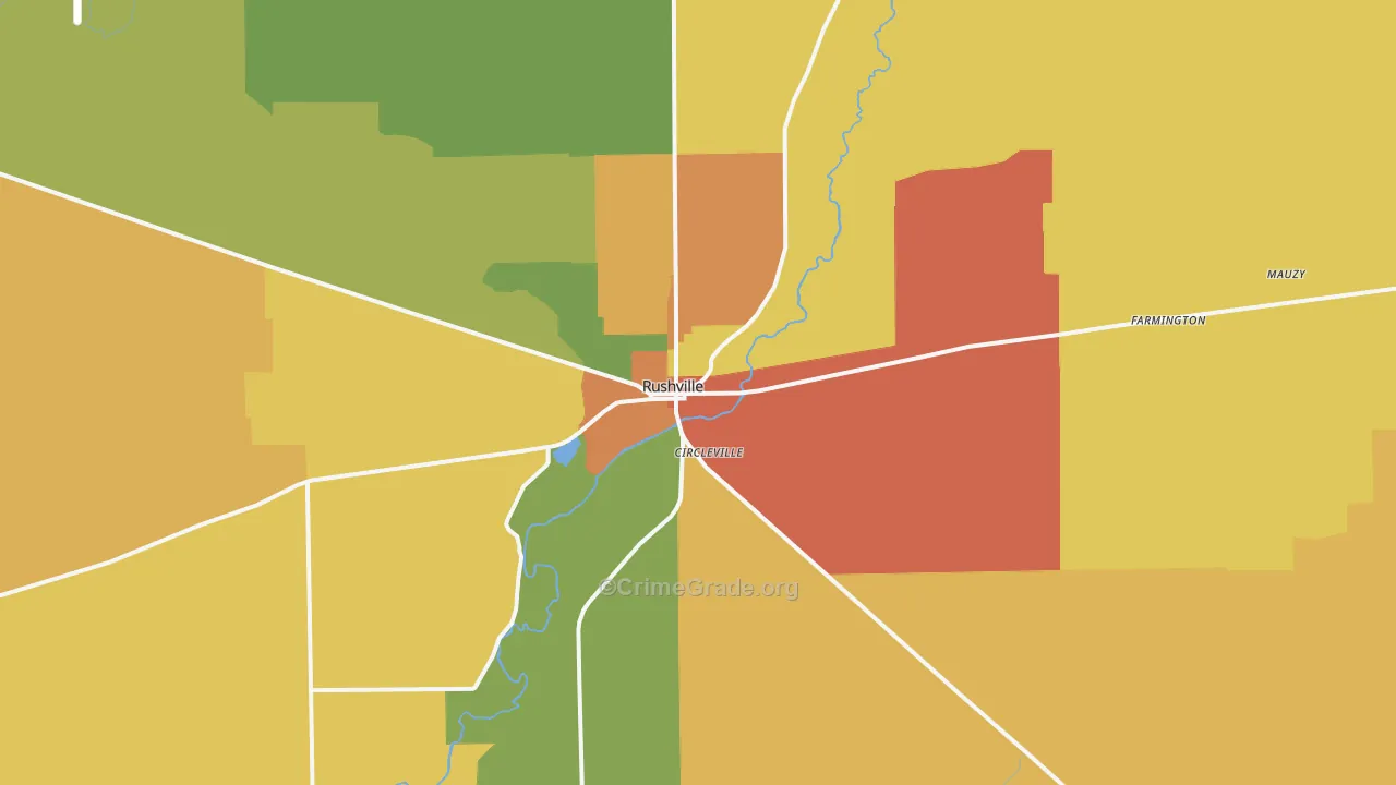 46173, IN Map of Drug-Related Crime Rates