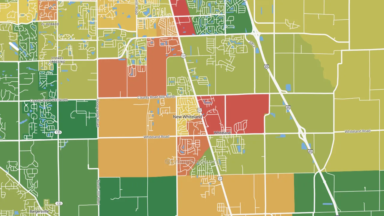 46184, IN Map of Drug-Related Crime Rates