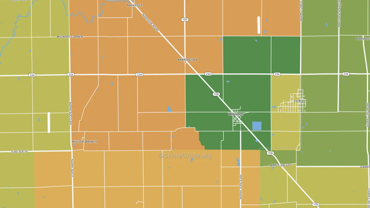 46186, IN Map of Drug-Related Crime Rates