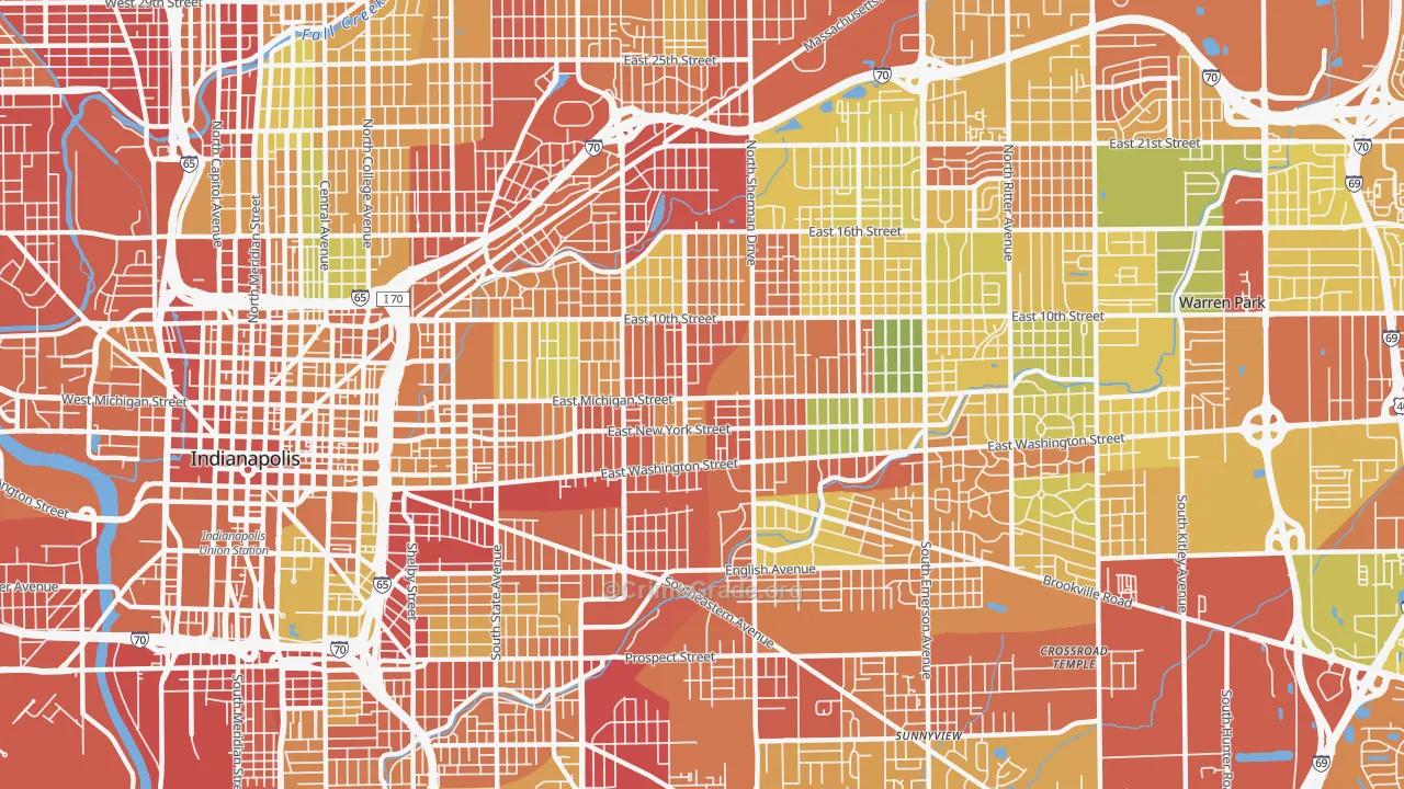 46201, IN Map of Drug-Related Crime Rates