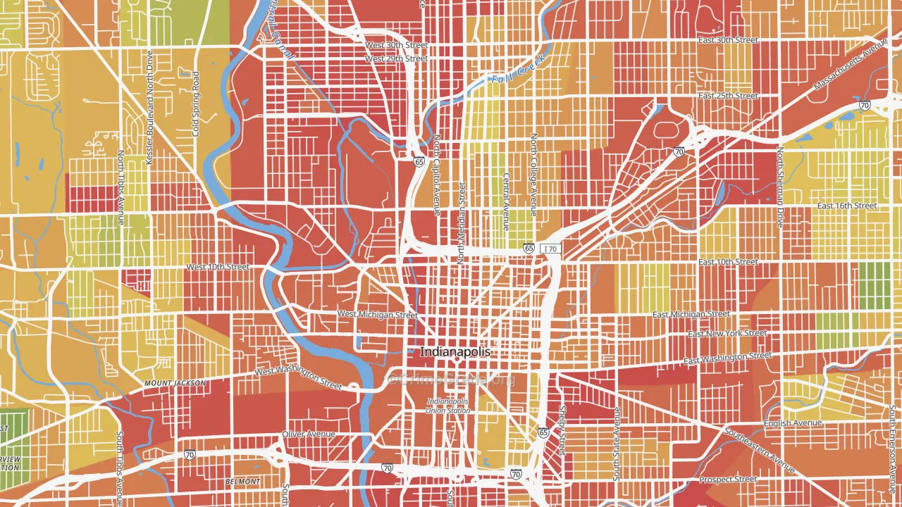 46202, IN Map of Drug-Related Crime Rates