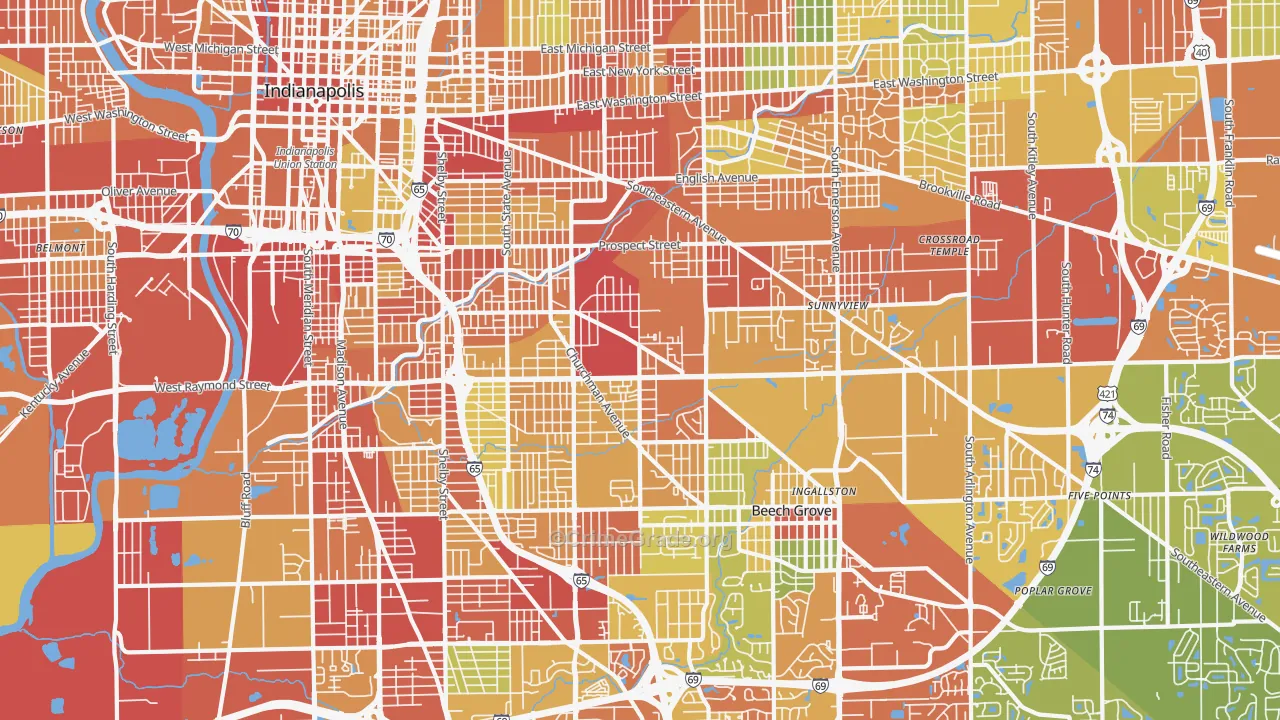 46203, IN Map of Drug-Related Crime Rates