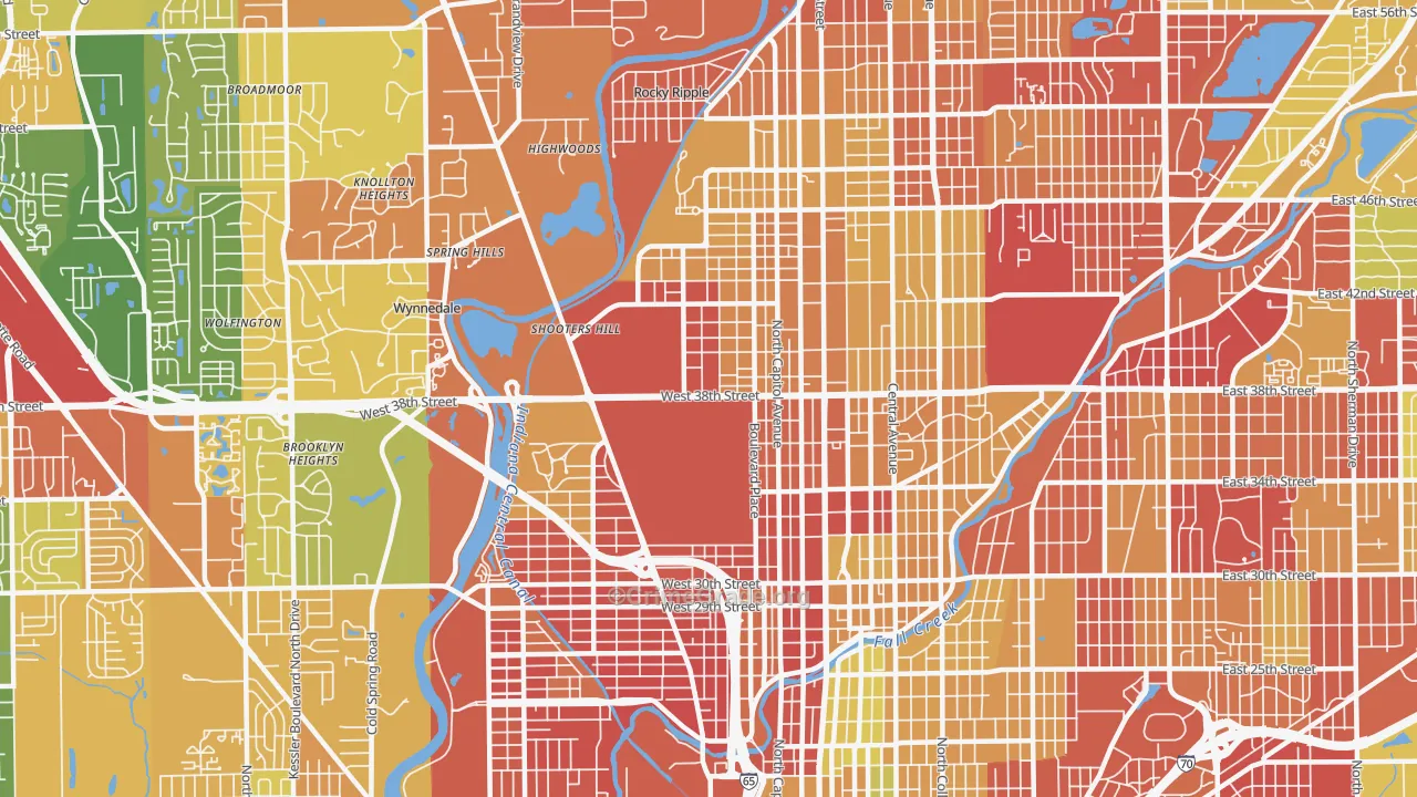46208, IN Map of Drug-Related Crime Rates
