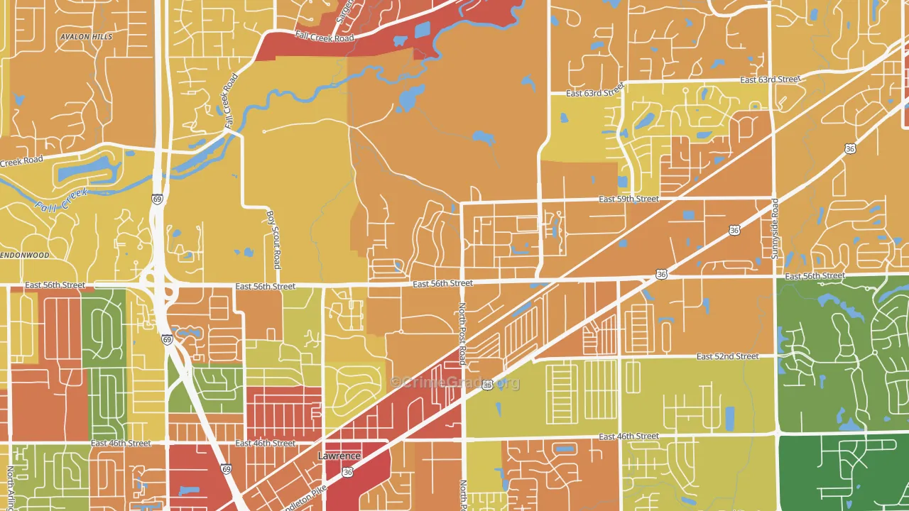 46216, IN Map of Drug-Related Crime Rates