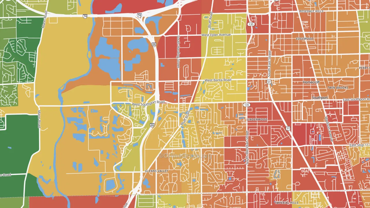 46217, IN Map of Drug-Related Crime Rates