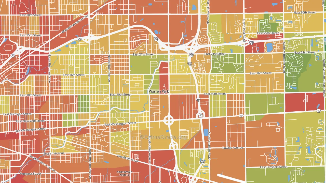 46219, IN Map of Drug-Related Crime Rates