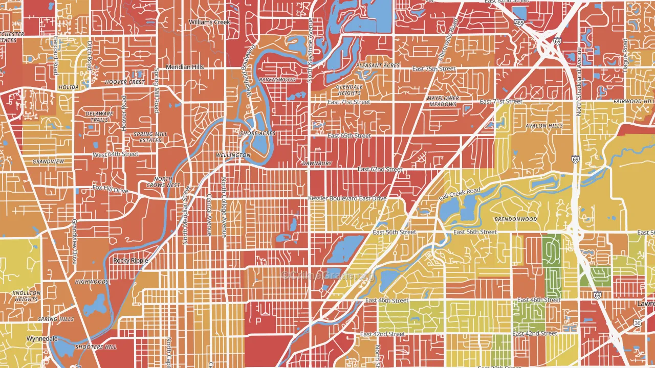 46220, IN Map of Drug-Related Crime Rates