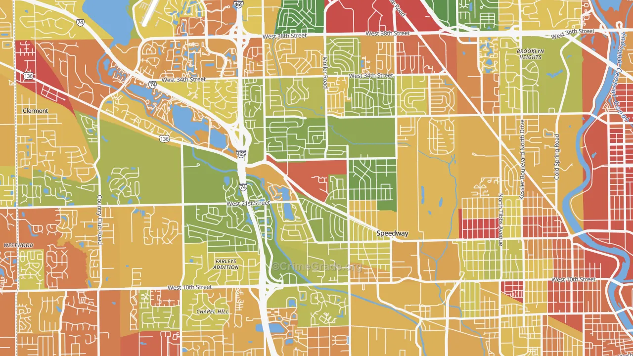46224, IN Map of Drug-Related Crime Rates