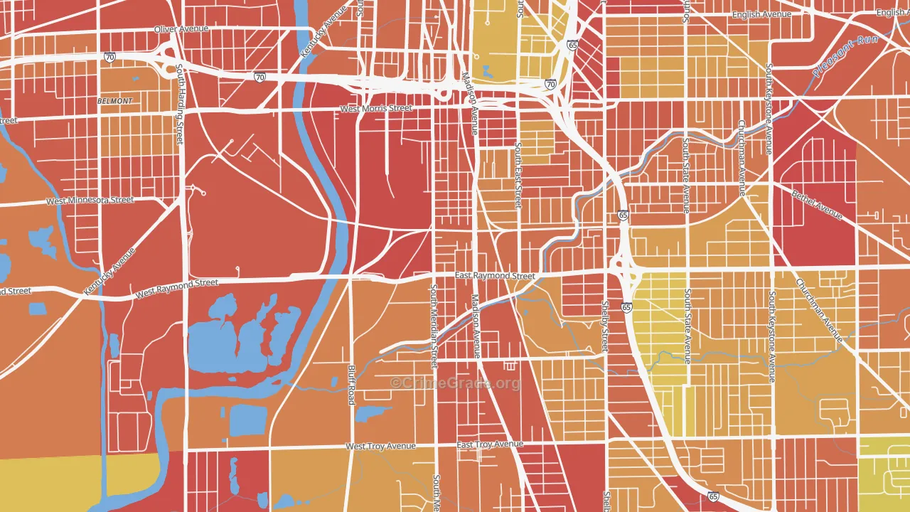 46225, IN Map of Drug-Related Crime Rates