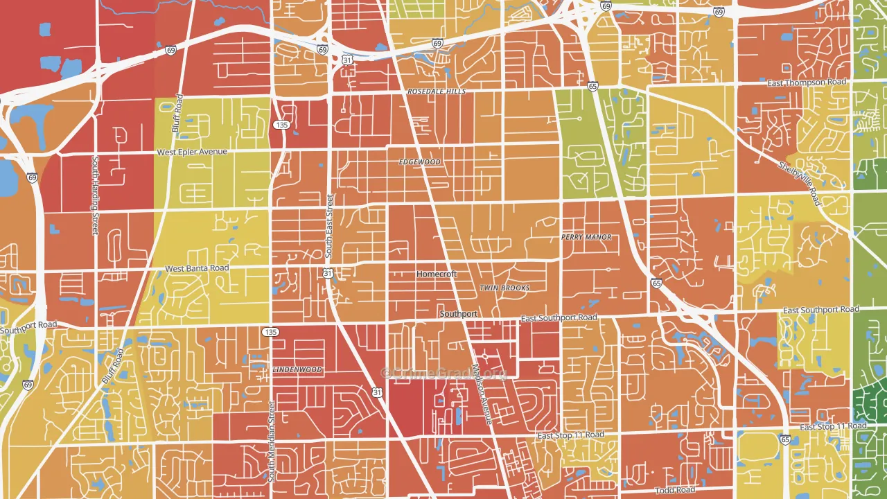 46227, IN Map of Drug-Related Crime Rates