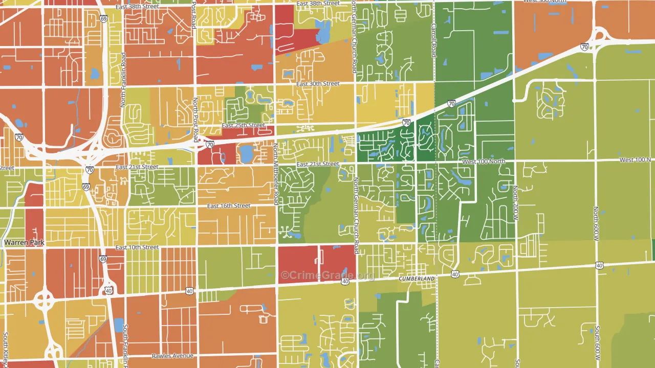 46229, IN Map of Drug-Related Crime Rates