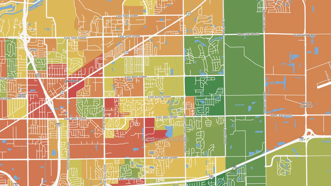 46235, IN Map of Drug-Related Crime Rates