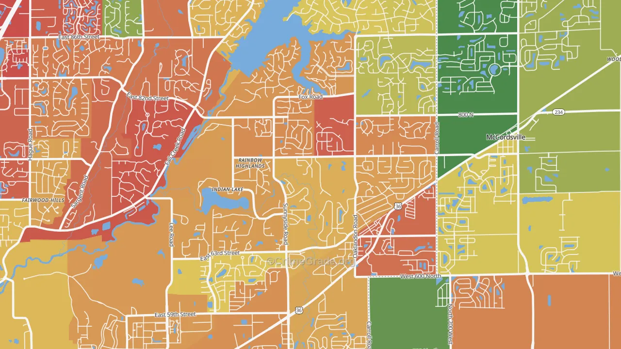 46236, IN Map of Drug-Related Crime Rates