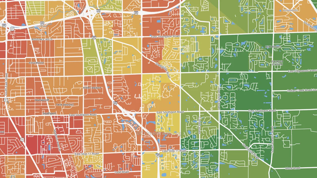 46237, IN Map of Drug-Related Crime Rates