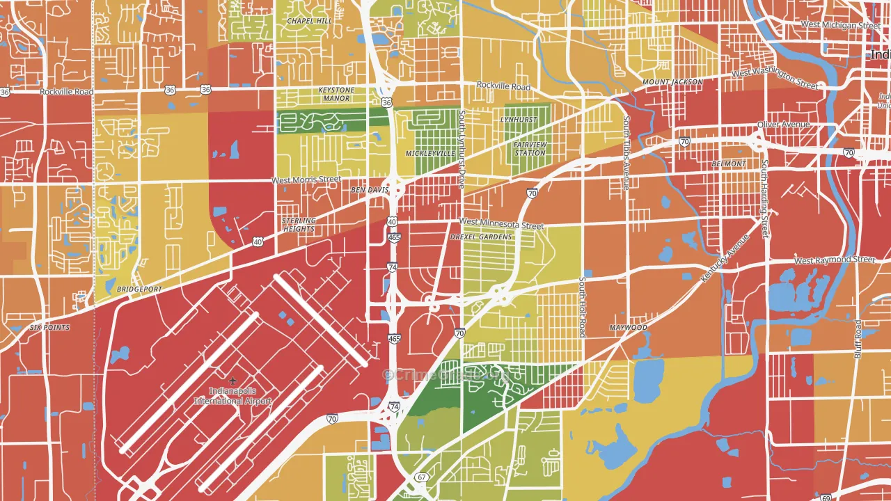 46241, IN Map of Drug-Related Crime Rates