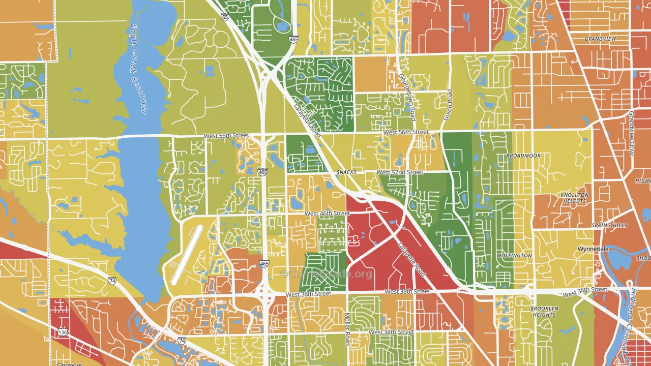 46254, IN Map of Drug-Related Crime Rates