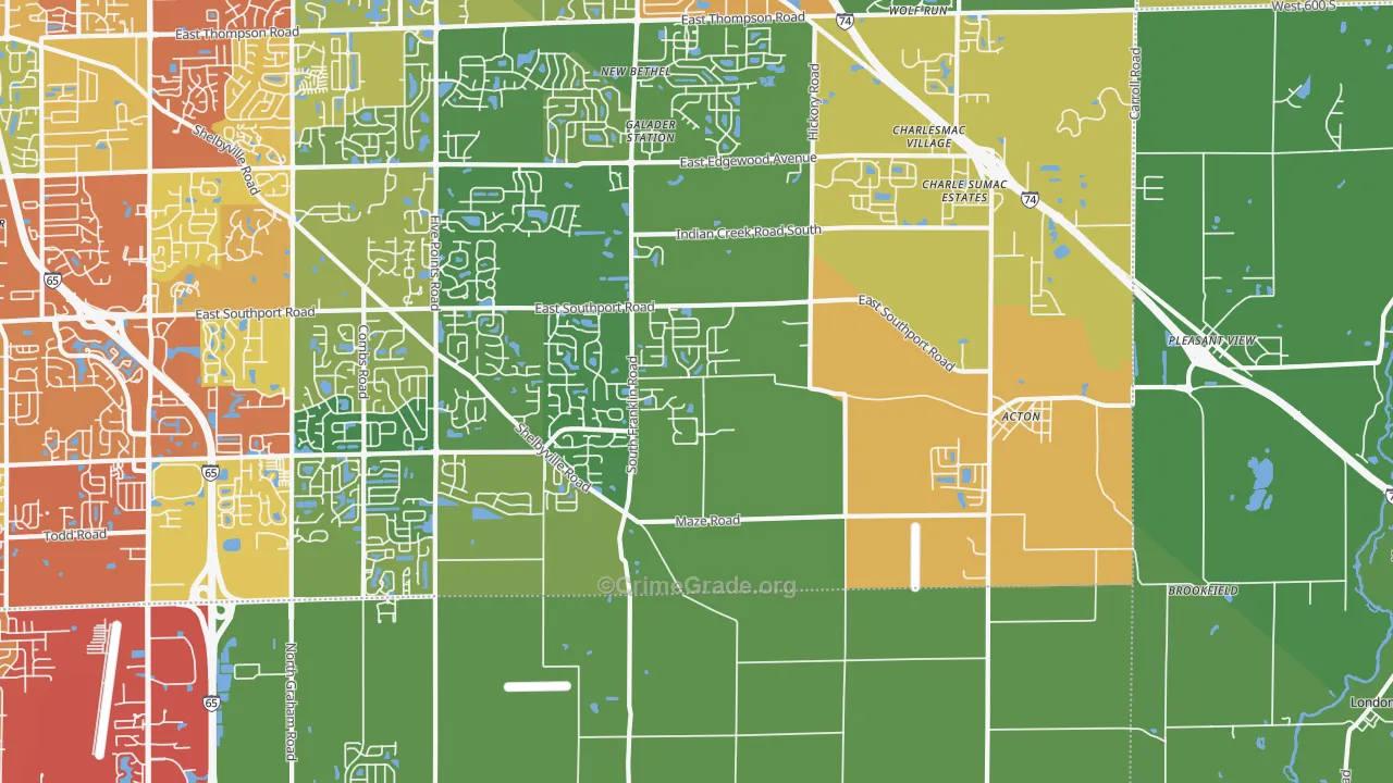 46259, IN Map of Drug-Related Crime Rates