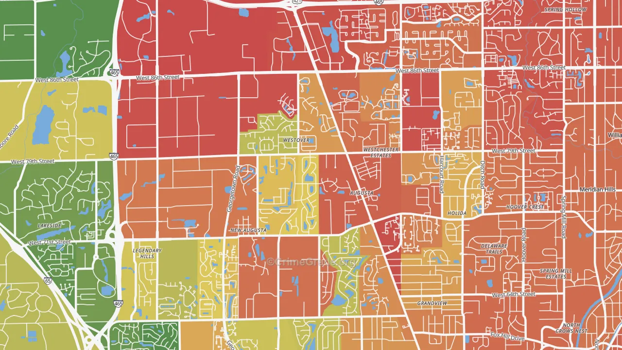46268, IN Map of Drug-Related Crime Rates